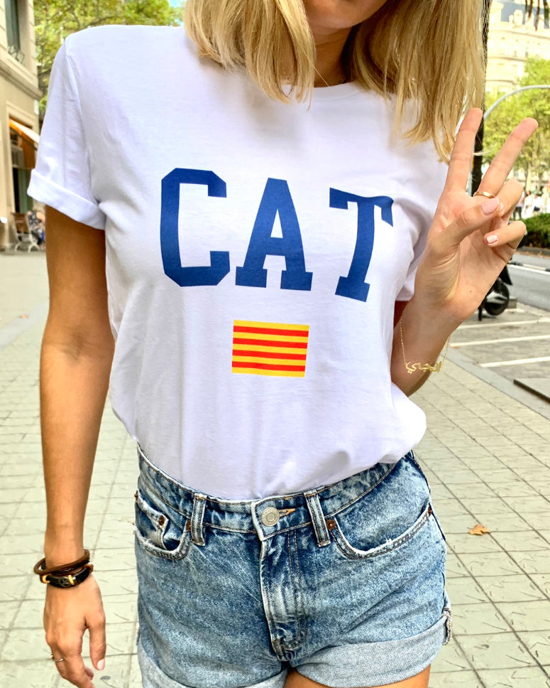 Samarreta Diada de Catalunya. Blanca. Unisex. Catalan Words