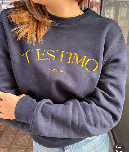 Dessuadora t'estimo. Catalan Words. Unisex. Productes en català.