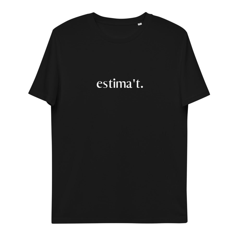 Samarreta estima't negra unisex. 100% cotó orgànic. Botiga online Catalan words. Productes en català. 